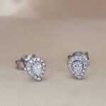 0.37ct Pear-Shaped Diamond Halo Stud Earrings 18ct White Gold from Ace Jewellery, Leeds