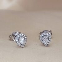 0.37ct Pear-Shaped Diamond Halo Stud Earrings 18ct White Gold from Ace Jewellery, Leeds