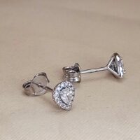0.37ct Pear-Shaped Diamond Halo Stud Earrings 18ct White Gold from Ace Jewellery, Leeds