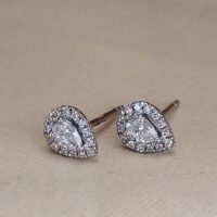 0.37ct Pear-Shaped Diamond Halo Stud Earrings 18ct White Gold from Ace Jewellery, Leeds