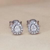 0.37ct Pear-Shaped Diamond Halo Stud Earrings 18ct White Gold from Ace Jewellery, Leeds
