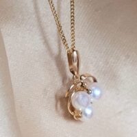 9ct Yellow Gold Three Pearl Cluster Pendant Necklace from Ace Jewellery, Leeds