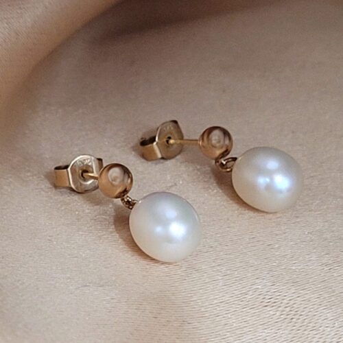 9ct Yellow Gold Dropper Pearl Earrings from Ace Jewellery, Leeds