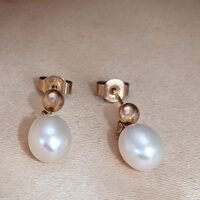 9ct Yellow Gold Dropper Pearl Earrings from Ace Jewellery, Leeds