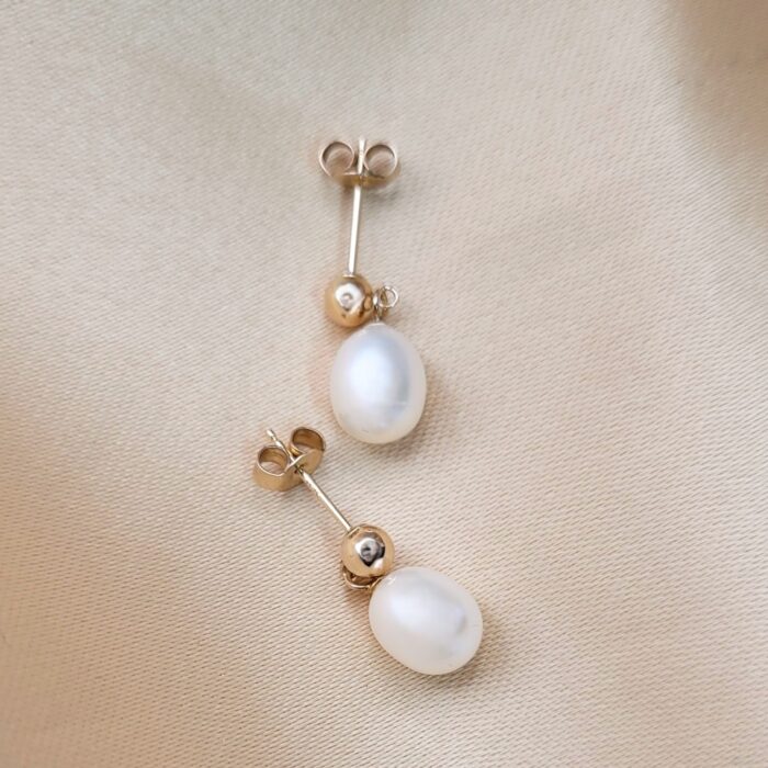 9ct Yellow Gold Dropper Pearl Earrings from Ace Jewellery, Leeds