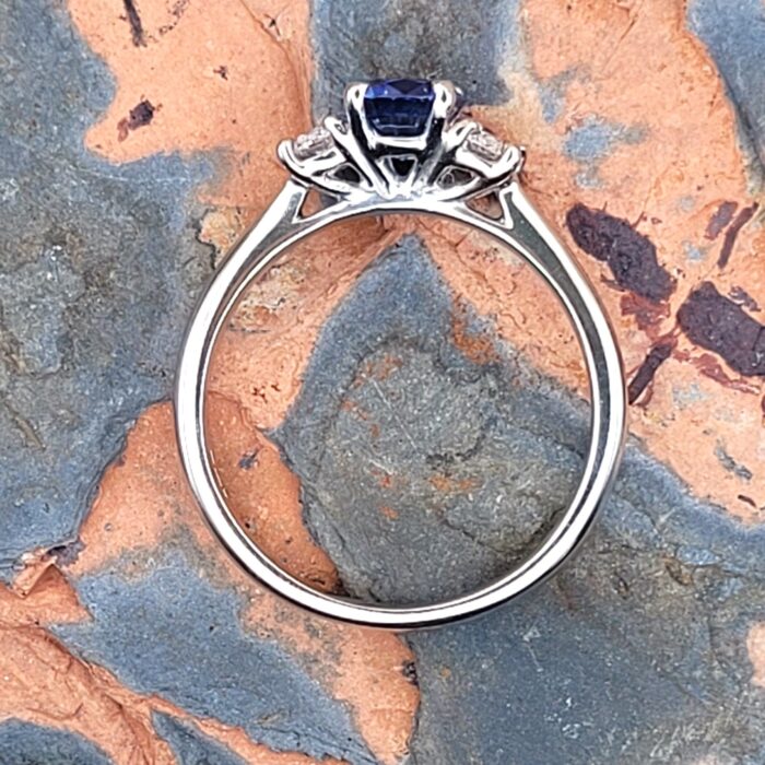 1.1ct Sapphire & Diamond Three-Stone Ring Platinum from Ace Jewellery, Leeds
