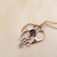 9ct Rose Gold Garnett & Pearl Pendant Necklace from Ace Jewellery, Leeds