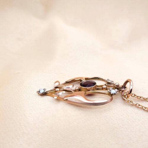 9ct Rose Gold Garnett & Pearl Pendant Necklace from Ace Jewellery, Leeds