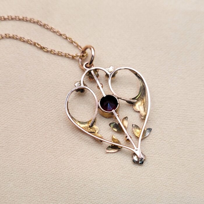9ct Rose Gold Garnett & Pearl Pendant Necklace from Ace Jewellery, Leeds