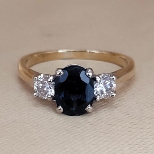 1.92ct Sapphire & Diamond Three-Stone Ring 18ct Yellow Gold from Ace Jewellery, Leeds