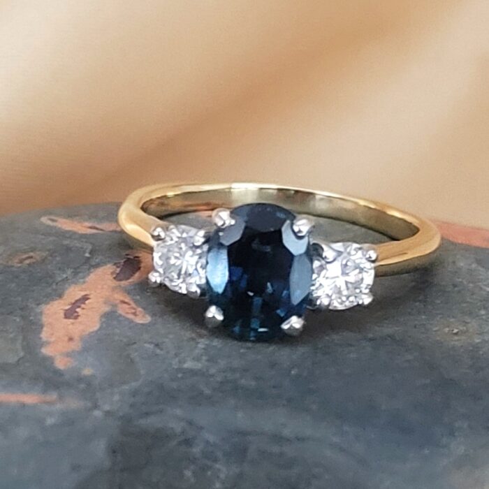 1.92ct Sapphire & Diamond Three-Stone Ring 18ct Yellow Gold from Ace Jewellery, Leeds