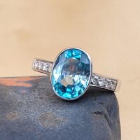 3.80ct Blue Zircon & Diamond Ring 18ct White Gold from Ace Jewellery, Leeds