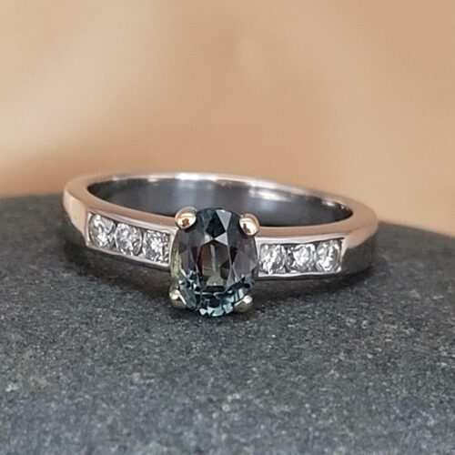 1.43ct Green Sapphire & Diamond Ring Platinum from Ace Jewellery, Leeds