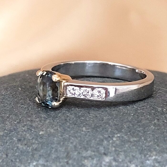 1.43ct Green Sapphire & Diamond Ring Platinum from Ace Jewellery, Leeds