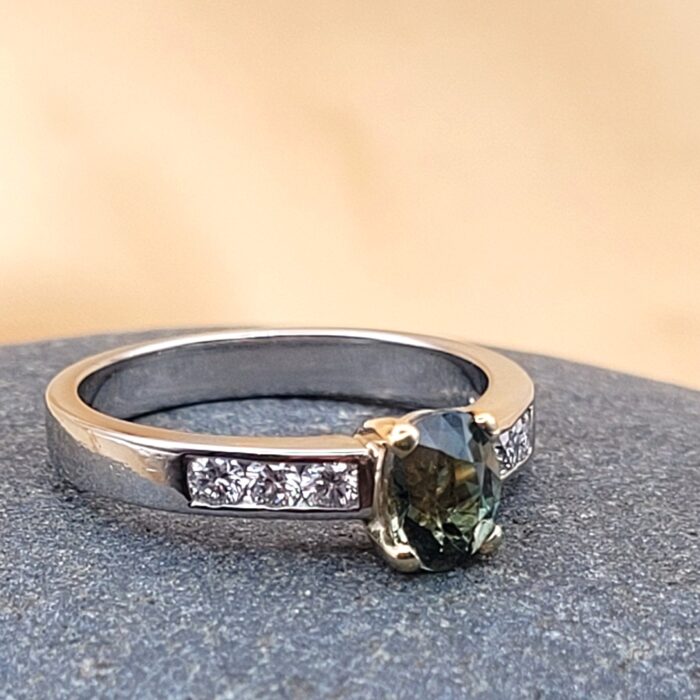 1.43ct Green Sapphire & Diamond Ring Platinum from Ace Jewellery, Leeds