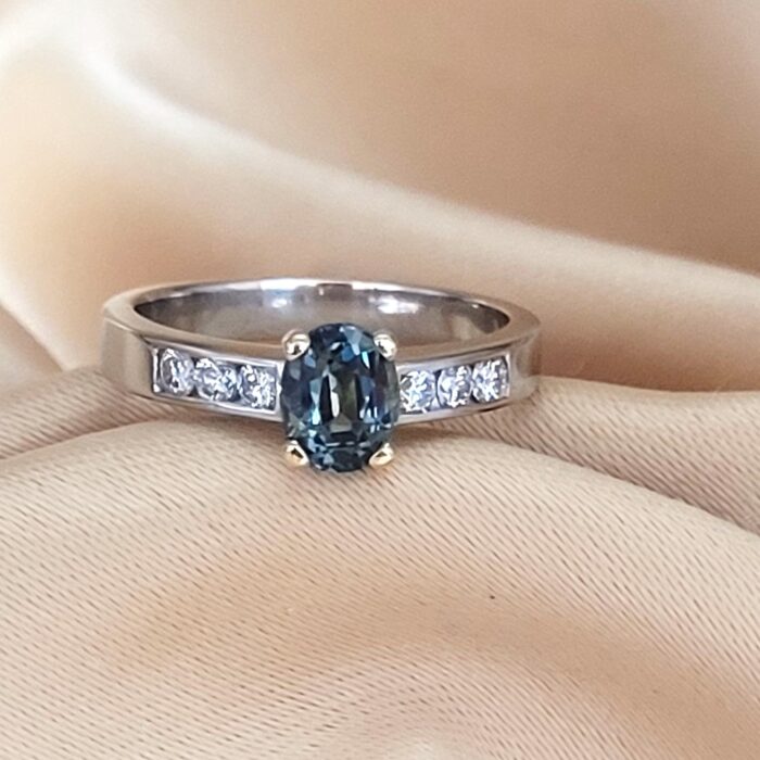 1.43ct Green Sapphire & Diamond Ring Platinum from Ace Jewellery, Leeds