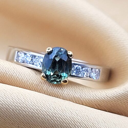 1.43ct Green Sapphire & Diamond Ring Platinum from Ace Jewellery, Leeds