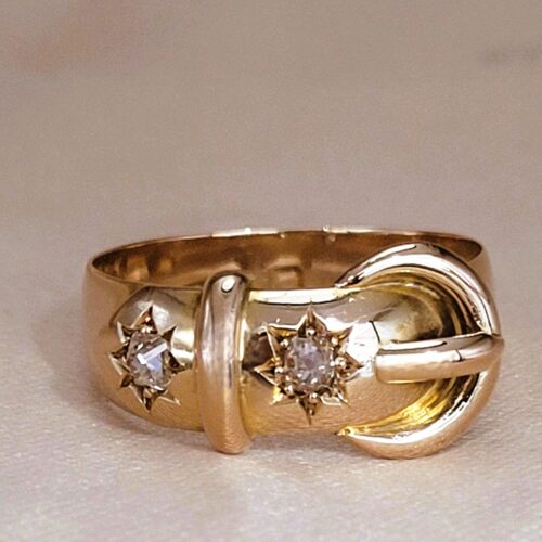 0.24ct Diamond-Set Antique Buckle Ring 18ct Yellow Gold from Ace Jewellery, Leeds