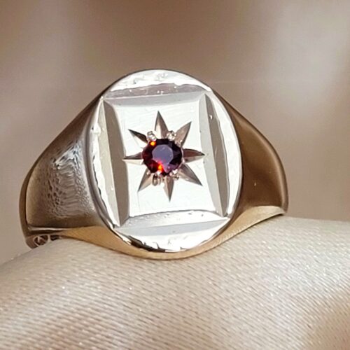 0.10 Garnett-Set Signet Ring 9ct Yellow Gold from Ace Jewellery, Leeds