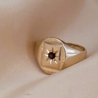 0.10 Garnett-Set Signet Ring 9ct Yellow Gold from Ace Jewellery, Leeds