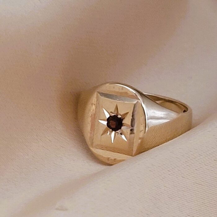 0.10 Garnett-Set Signet Ring 9ct Yellow Gold from Ace Jewellery, Leeds