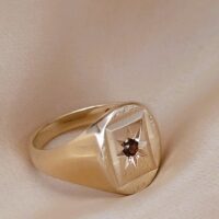 0.10 Garnett-Set Signet Ring 9ct Yellow Gold from Ace Jewellery, Leeds