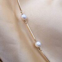 9ct Yellow Gold Cultured Pearl & Bar Bracelet from Ace Jewellery, Leeds