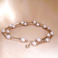 9ct Yellow Gold Cultured Pearl & Bar Necklace from Ace Jewellery, Leeds