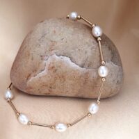 9ct Yellow Gold Cultured Pearl & Bar Necklace from Ace Jewellery, Leeds