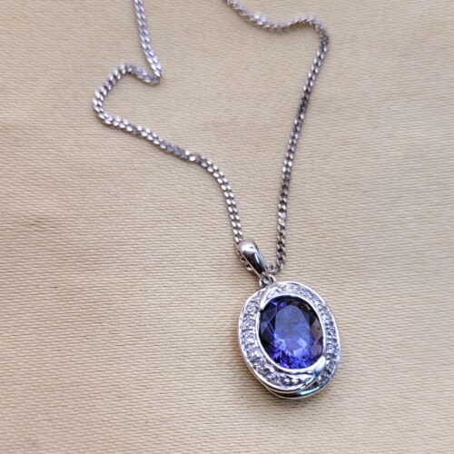 1.82ct Tanzanite & Diamond Pendant Necklace 9ct White Gold from Ace Jewellery, Leeds