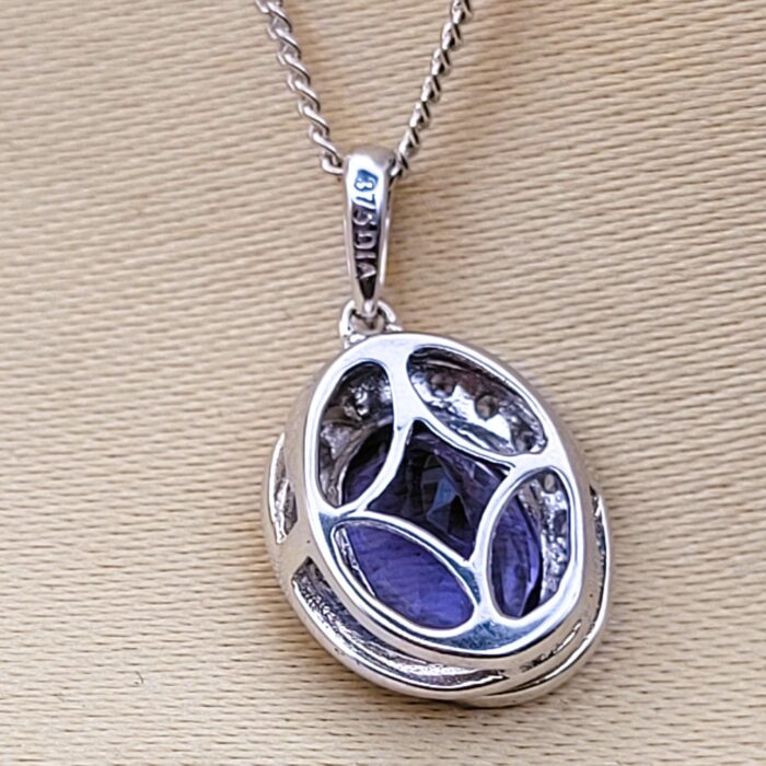 1.82ct Tanzanite & Diamond Pendant Necklace 9ct White Gold from Ace Jewellery, Leeds