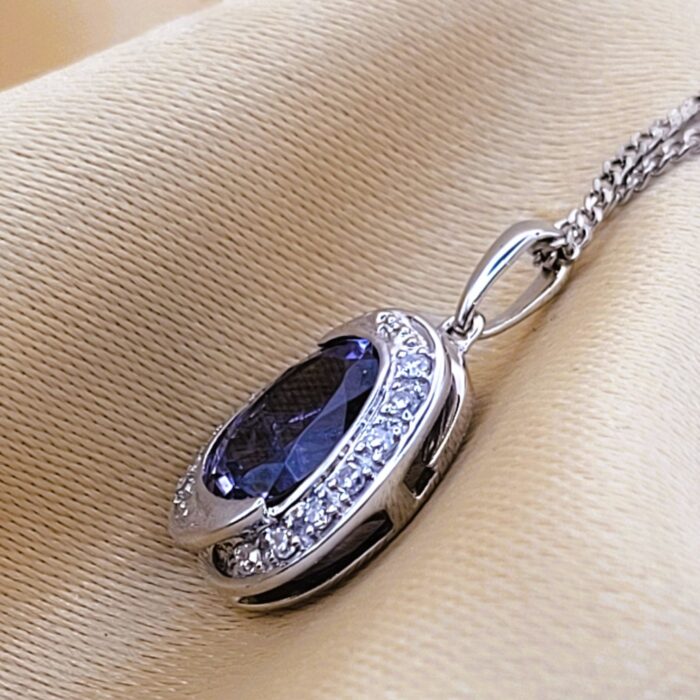 1.82ct Tanzanite & Diamond Pendant Necklace 9ct White Gold from Ace Jewellery, Leeds
