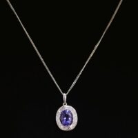 1.82ct Tanzanite & Diamond Pendant Necklace 9ct White Gold from Ace Jewellery, Leeds
