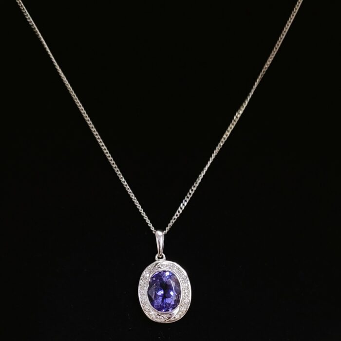 1.82ct Tanzanite & Diamond Pendant Necklace 9ct White Gold from Ace Jewellery, Leeds