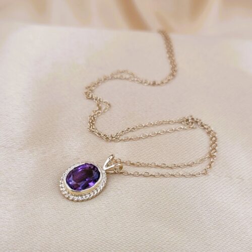 1.25ct Amethyst Pendant Necklace 9ct Yellow Gold from Ace jewellery, Leeds