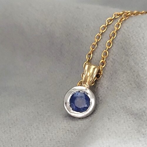 0.35ct Sapphire Collet-Set Pendant Necklace 9ct Yellow Gold from Ace Jewellery, Leeds