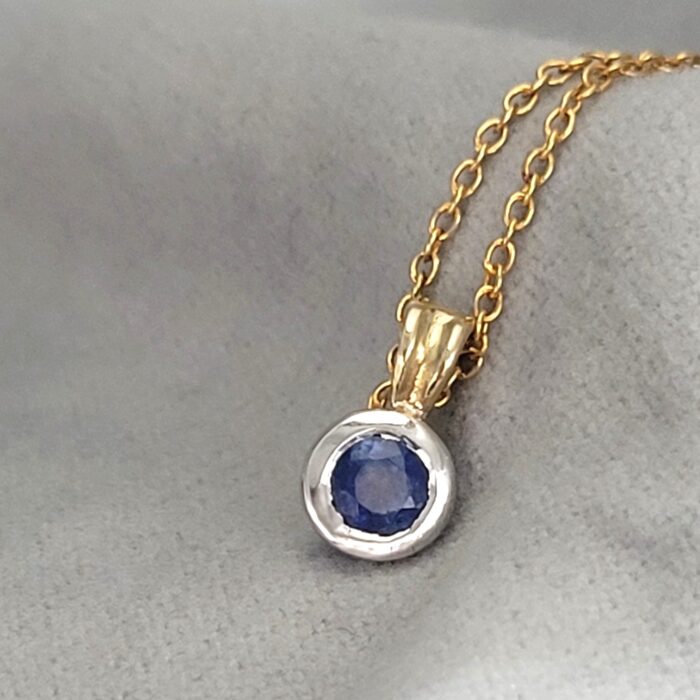 0.35ct Sapphire Collet-Set Pendant Necklace 9ct Yellow Gold from Ace Jewellery, Leeds
