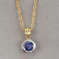 0.35ct Sapphire Collet-Set Pendant Necklace 9ct Yellow Gold from Ace Jewellery, Leeds