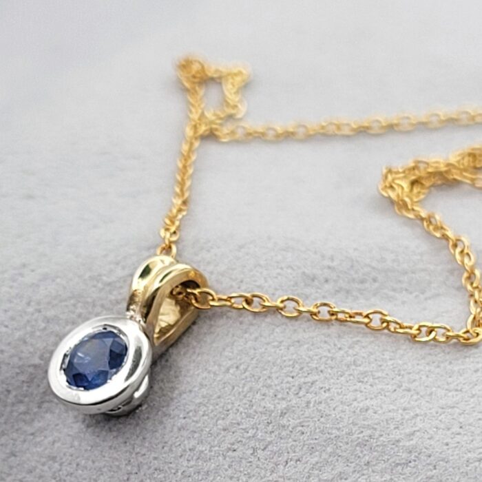 0.35ct Sapphire Collet-Set Pendant Necklace 9ct Yellow Gold from Ace Jewellery, Leeds