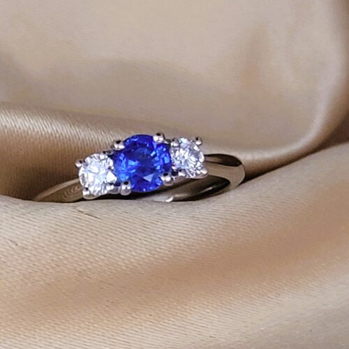 6.29ct Sapphire & Diamond Three-Stone Ring Platinum from Ace Jewellery, Leeds