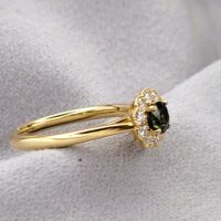 0.75ct Green Sapphire & Diamond Cluster Ring 18ct Yellow Gold from Ace Jewellery, Leeds