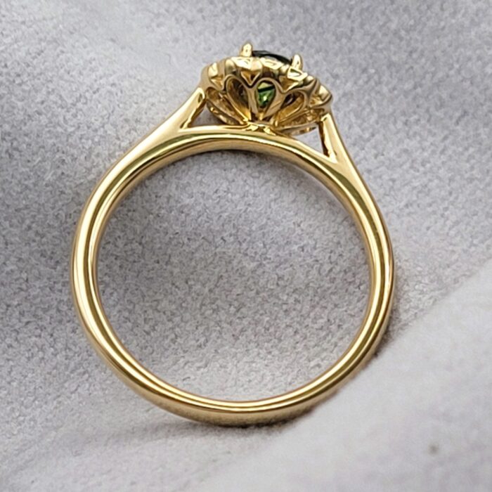 0.75ct Green Sapphire & Diamond Cluster Ring 18ct Yellow Gold from Ace Jewellery, Leeds