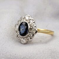 1.30ct Sapphire & Diamond Cluster Ring 18ct Yellow Gold from Ace Jewellery, Leeds