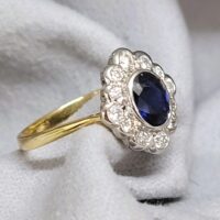 1.30ct Sapphire & Diamond Cluster Ring 18ct Yellow Gold from Ace Jewellery, Leeds