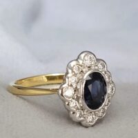 1.30ct Sapphire & Diamond Cluster Ring 18ct Yellow Gold from Ace Jewellery, Leeds