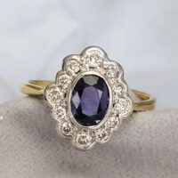 1.30ct Sapphire & Diamond Cluster Ring 18ct Yellow Gold from Ace Jewellery, Leeds