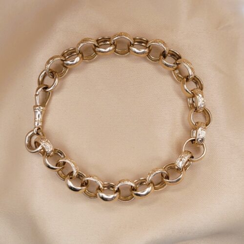 9ct Yellow Gold Engraved Belcher Link Bracelet from Ace Jewellery, Leeds