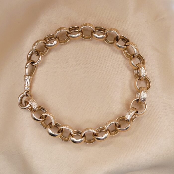 9ct Yellow Gold Engraved Belcher Link Bracelet from Ace Jewellery, Leeds