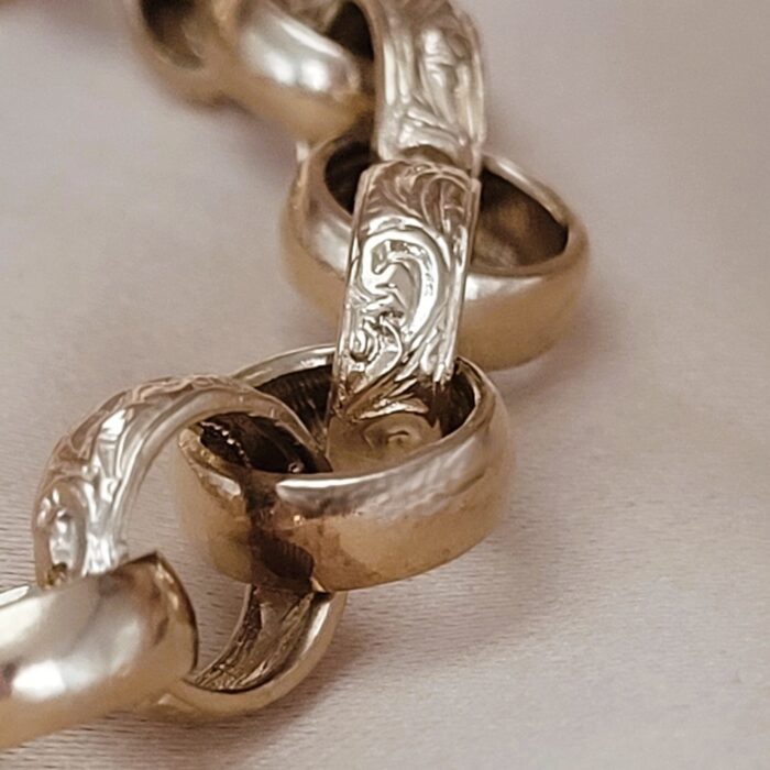 9ct Yellow Gold Engraved Belcher Link Bracelet from Ace Jewellery, Leeds