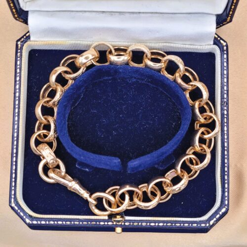 9ct Yellow Gold Engraved Belcher Link Bracelet from Ace Jewellery, Leeds